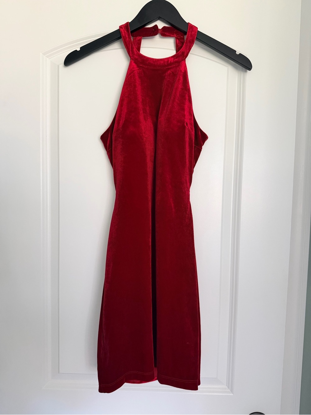B Darlin Red Velvet Halter Mini Dress